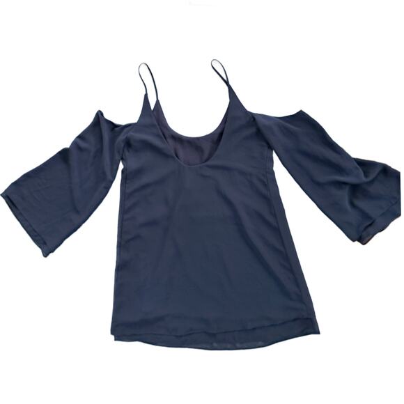 NWT LOVERS & FRIENDS Lucy Navy Cutout Shoulder Chiffon Mini Dress Size Small - Picture 10 of 12